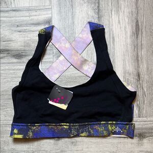 Vibrant Cima Black and Purple Sports Bra